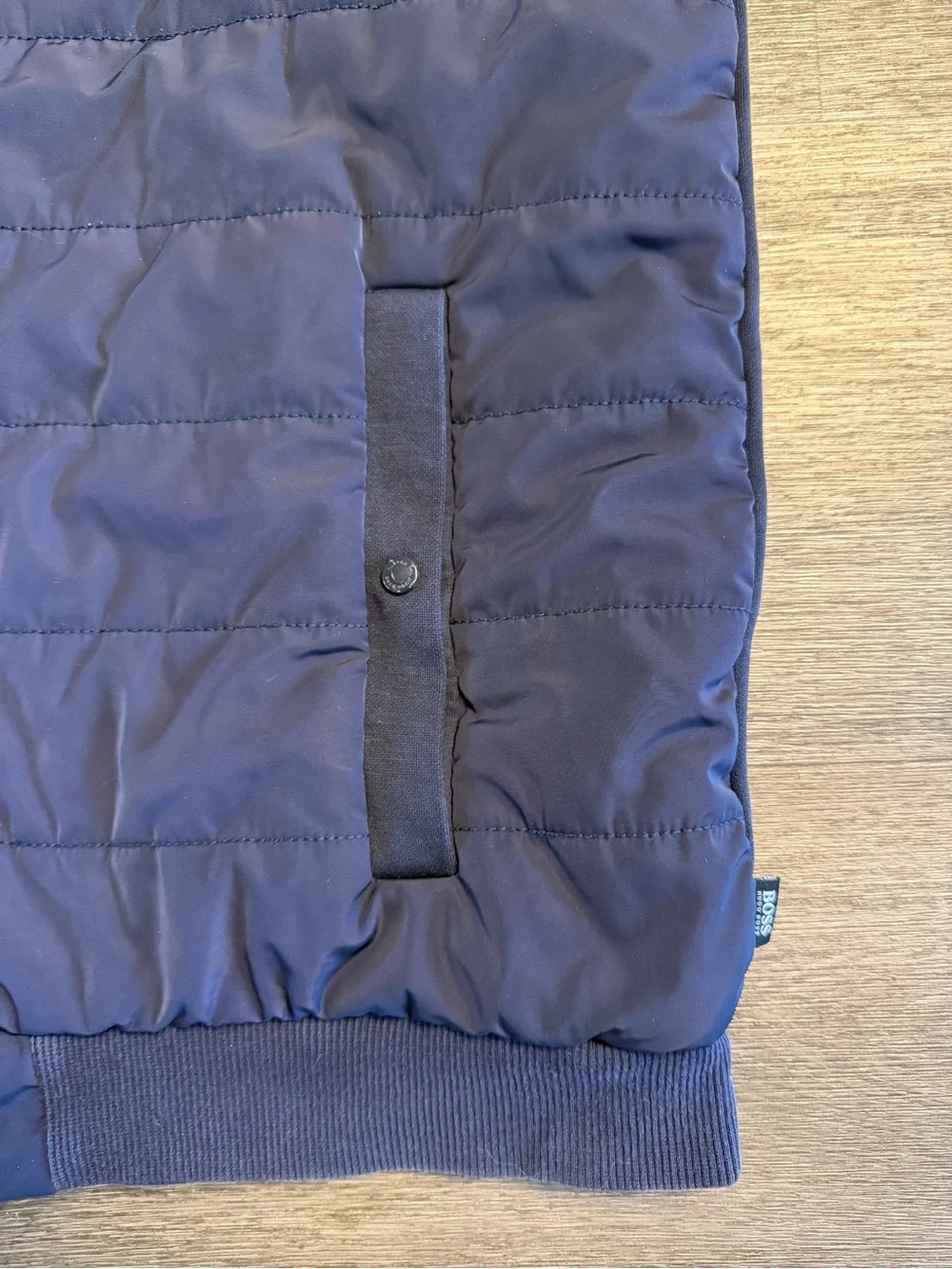BOSS Navy Quilted Hooded Vest for Men